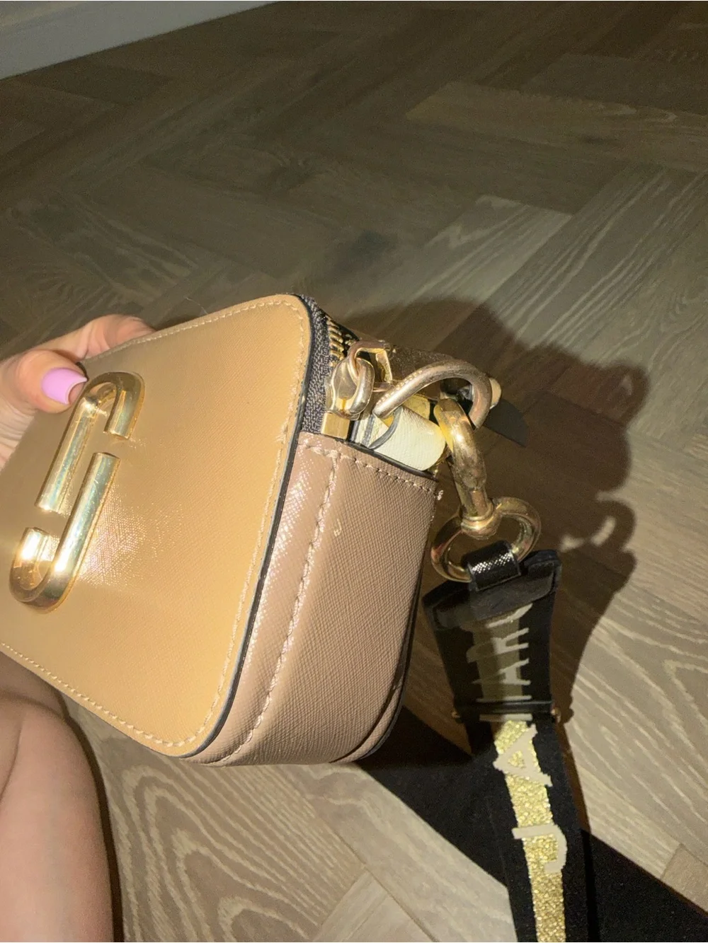 Marc Jacobs Brown Leather Camera Bag with Black Logo Strap